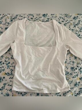Garage Square Neck Long Sleeve Top - White